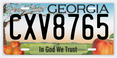 GA license plate CXV8765