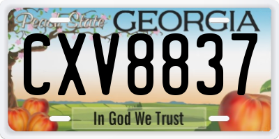 GA license plate CXV8837
