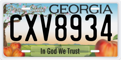 GA license plate CXV8934