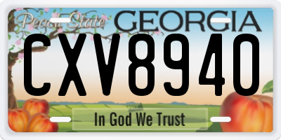 GA license plate CXV8940