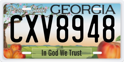 GA license plate CXV8948