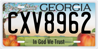 GA license plate CXV8962