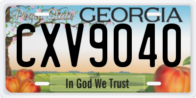 GA license plate CXV9040