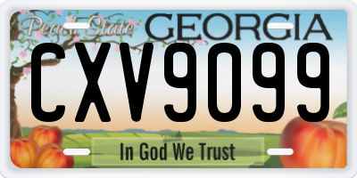 GA license plate CXV9099