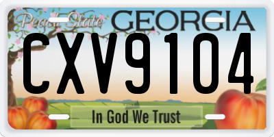 GA license plate CXV9104
