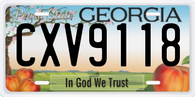GA license plate CXV9118