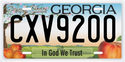 GA license plate CXV9200