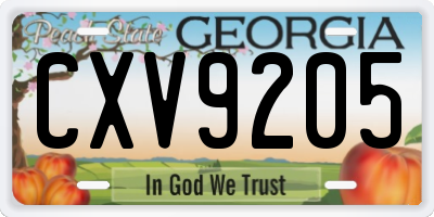 GA license plate CXV9205