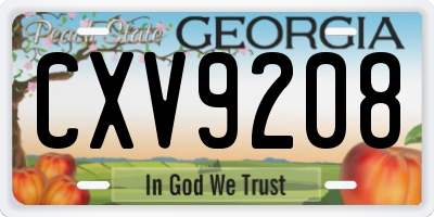 GA license plate CXV9208