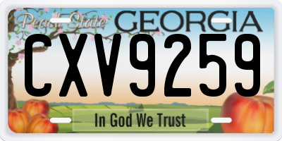 GA license plate CXV9259