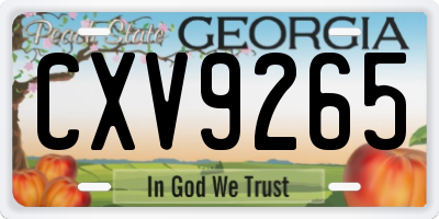 GA license plate CXV9265