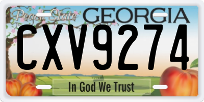 GA license plate CXV9274