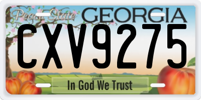 GA license plate CXV9275