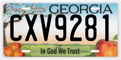 GA license plate CXV9281