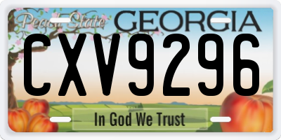 GA license plate CXV9296