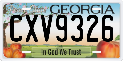 GA license plate CXV9326