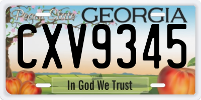GA license plate CXV9345