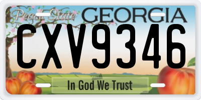 GA license plate CXV9346