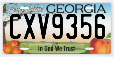 GA license plate CXV9356