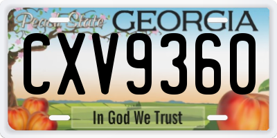 GA license plate CXV9360