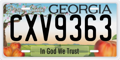 GA license plate CXV9363