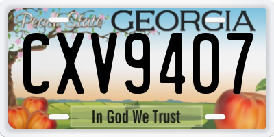 GA license plate CXV9407