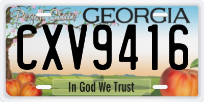 GA license plate CXV9416