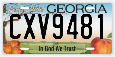 GA license plate CXV9481