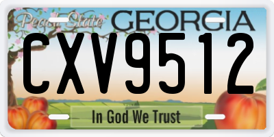 GA license plate CXV9512