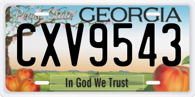 GA license plate CXV9543