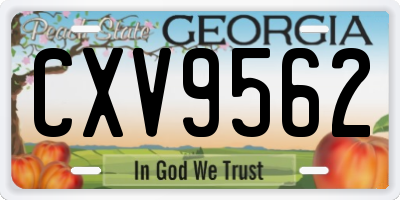GA license plate CXV9562