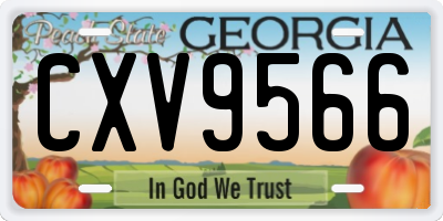 GA license plate CXV9566