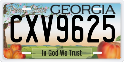 GA license plate CXV9625