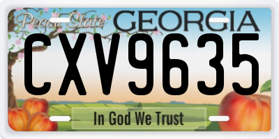 GA license plate CXV9635
