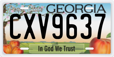 GA license plate CXV9637