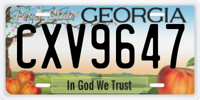 GA license plate CXV9647