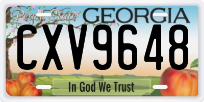 GA license plate CXV9648