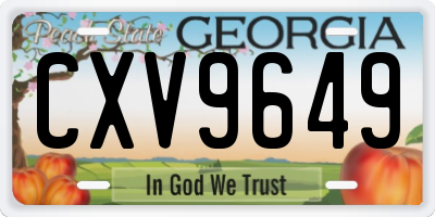 GA license plate CXV9649