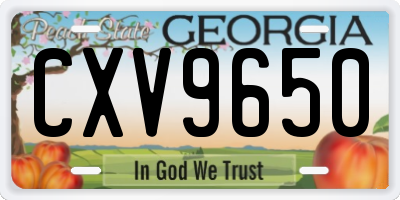 GA license plate CXV9650