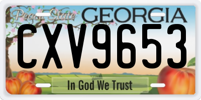 GA license plate CXV9653