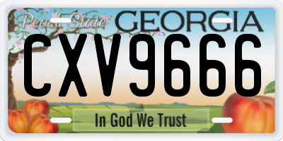 GA license plate CXV9666