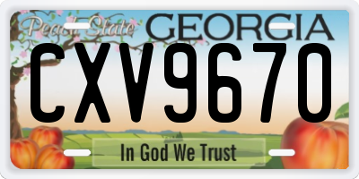 GA license plate CXV9670