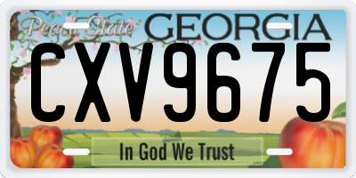 GA license plate CXV9675
