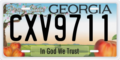 GA license plate CXV9711