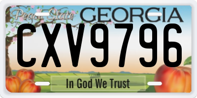 GA license plate CXV9796