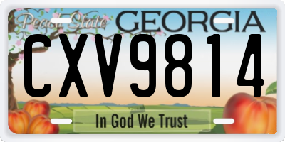 GA license plate CXV9814