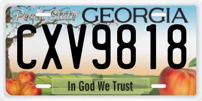 GA license plate CXV9818