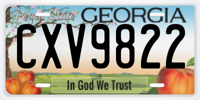 GA license plate CXV9822