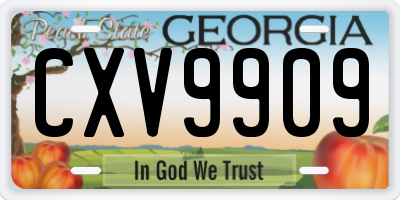 GA license plate CXV9909