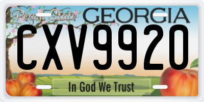 GA license plate CXV9920